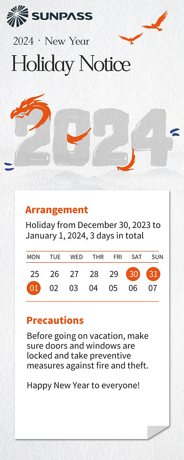 New Year's Day Holiday Notice From SUNPASS Team